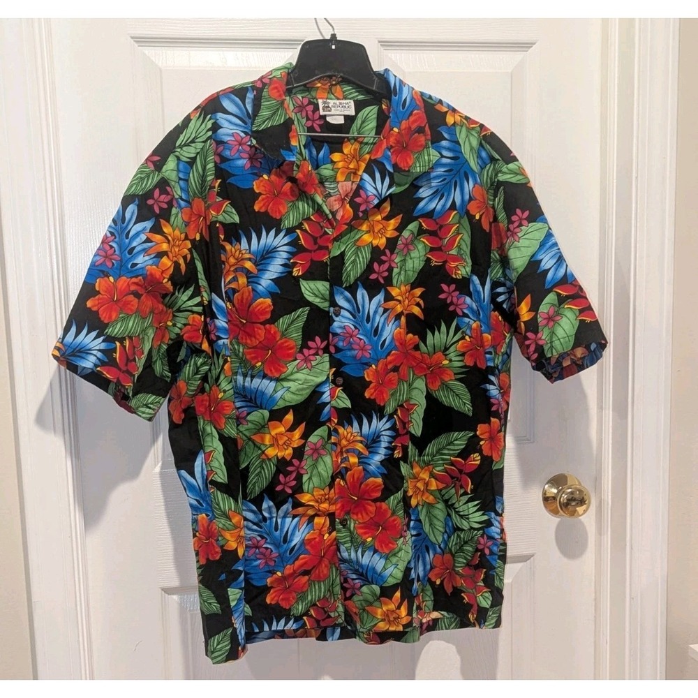 Vintage Hawaiian Aloha Shirt 2XL Made in Hawaii Tropical Floral Aloha Republic